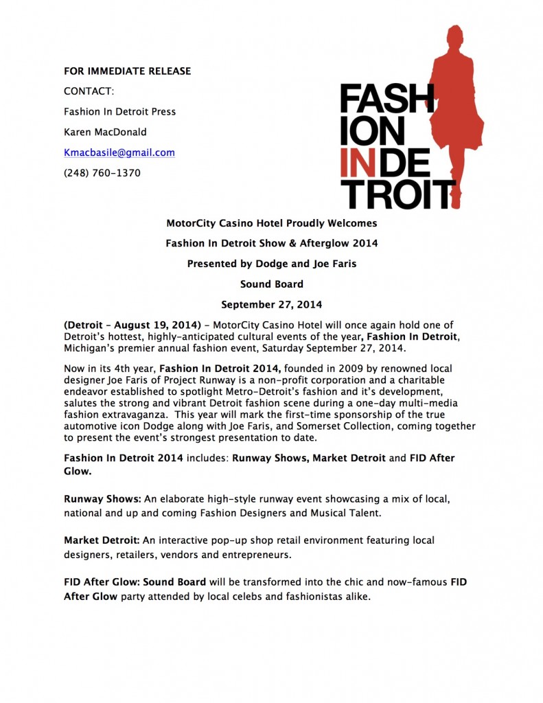 Fashion In Detroit 2014 Release