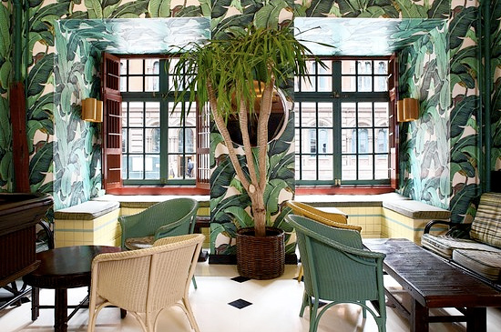 banana leaf wallpaper Indochine-Restaurant-hinson-martinique-New-York-City